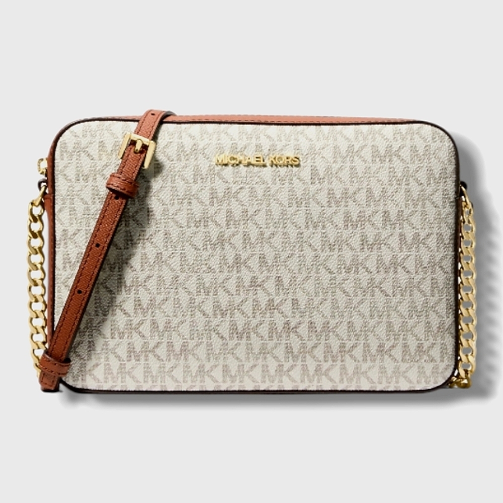 EUC Michael Kors Signature Jet Set Crossbody Logo Print Canvas Designer Purse